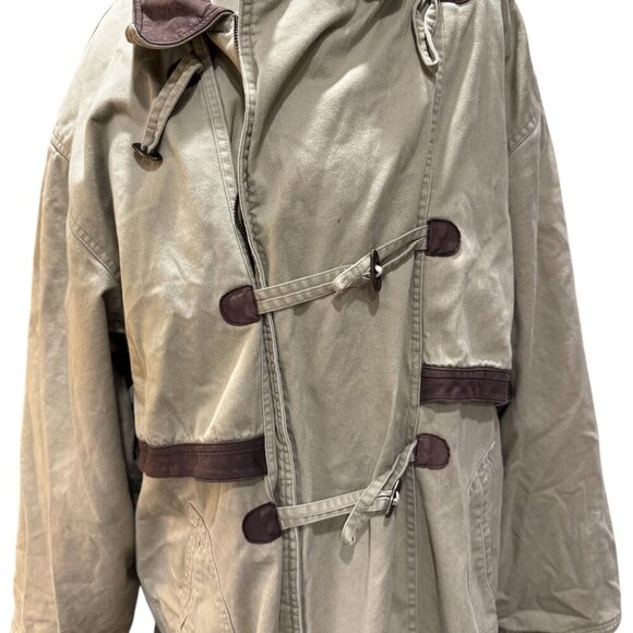 Vintage Structure Expedition Gear Canvas Duster Coat XL – Tan with Brown Trim, T - Picture 2 of 6